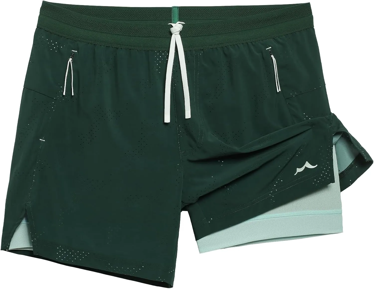 maamgic Mens 2 in 1 Running Shorts 5" Gym Workout Shorts with Zipper Pockets