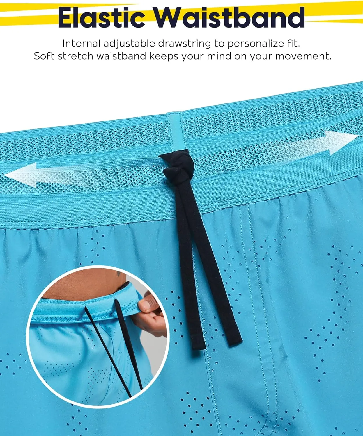 maamgic Mens 2 in 1 Running Shorts 5" Gym Workout Shorts with Zipper Pockets
