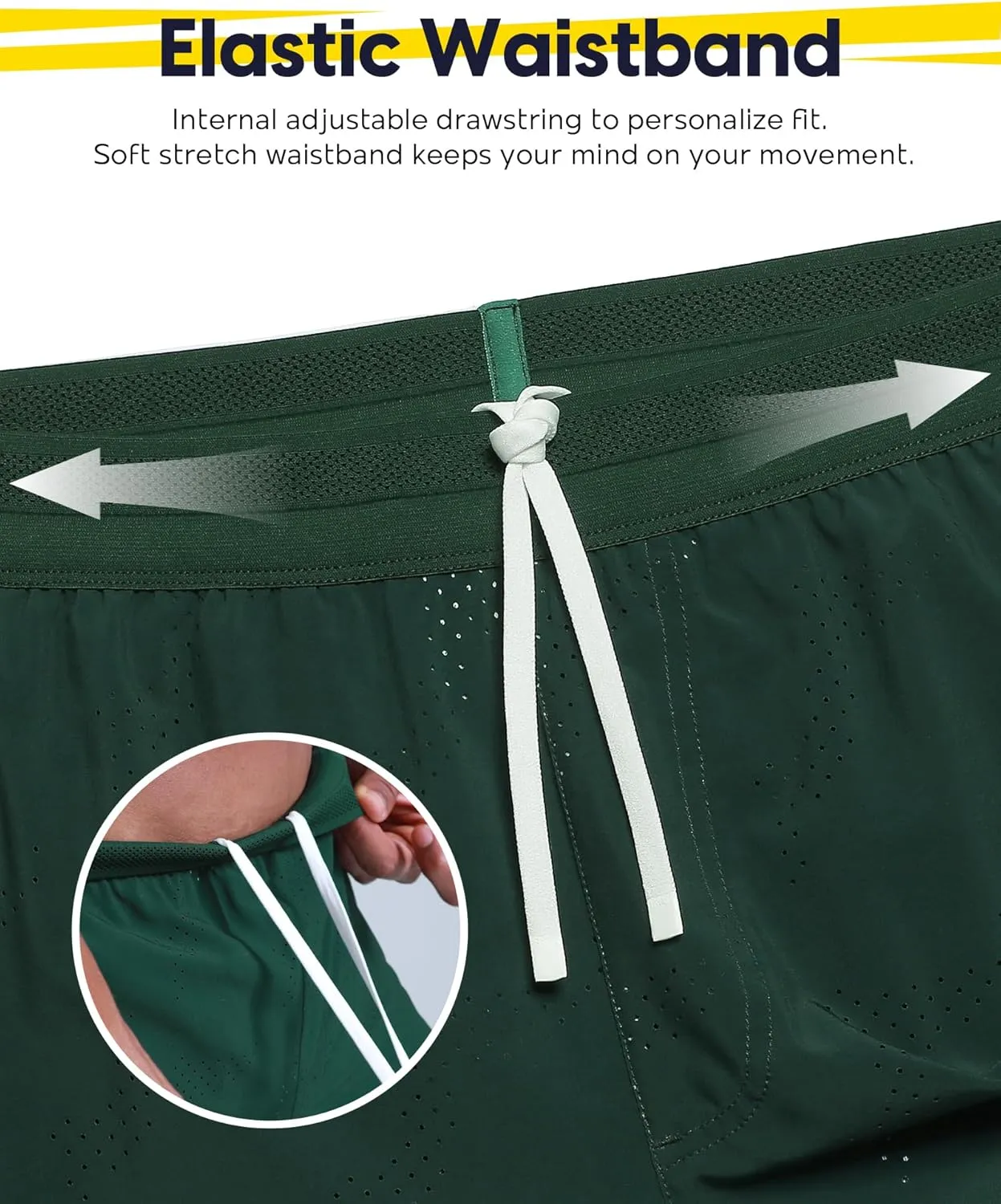 maamgic Mens 2 in 1 Running Shorts 5" Gym Workout Shorts with Zipper Pockets