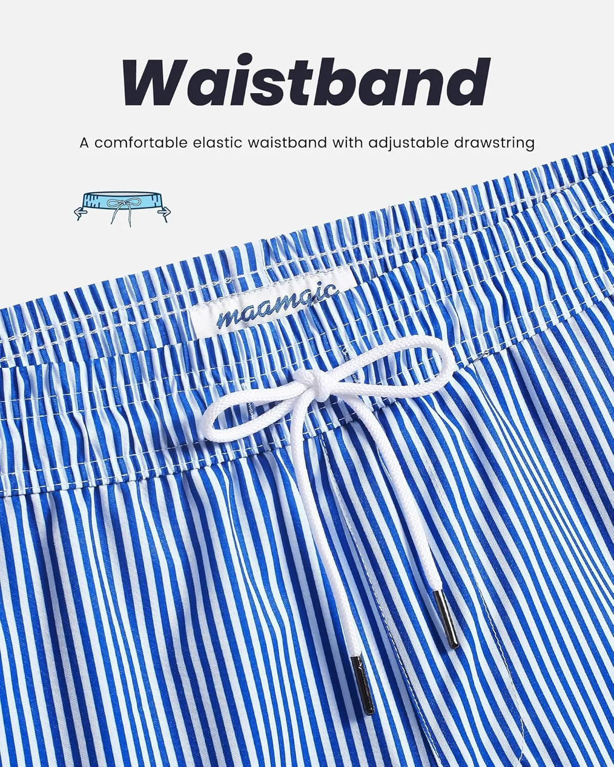 maamgic Mens Swim Trunks with Compression Liner 5" Stretch Beach Shorts Quick Dry with Zipper Pockets No-Chafing Board Shorts