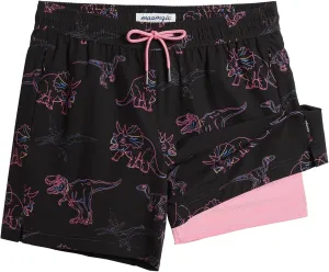 maamgic Mens Swim Trunks with Compression Liner 5" Stretch Beach Shorts Quick Dry with Zipper Pockets No-Chafing Board Shorts