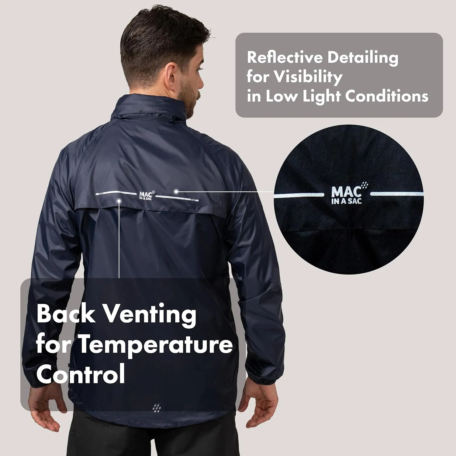 Mac in a Sac Men's Packable Rain Jacket - Origin - Lightweight Waterproof and Breathable Raincoat with Hood