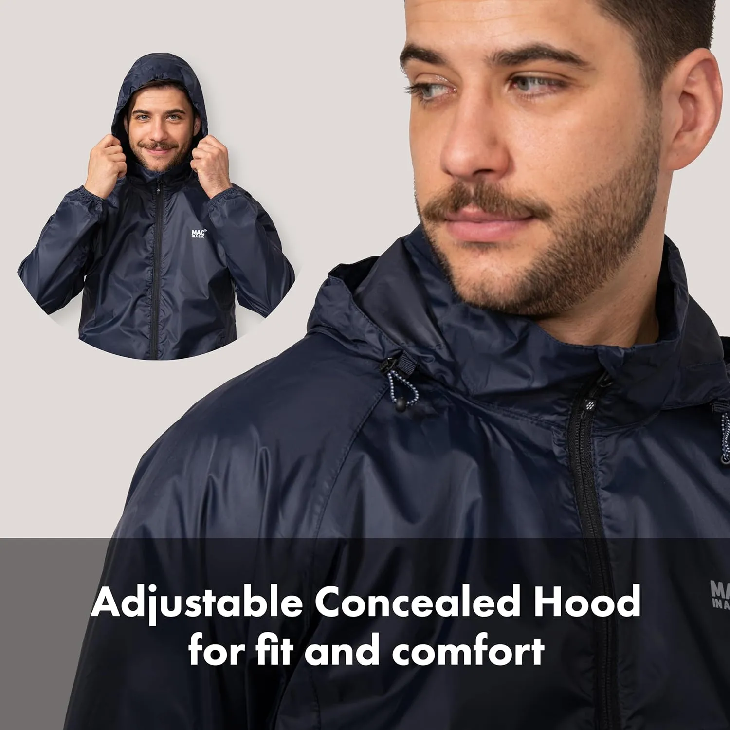 Mac in a Sac Men's Packable Rain Jacket - Origin - Lightweight Waterproof and Breathable Raincoat with Hood