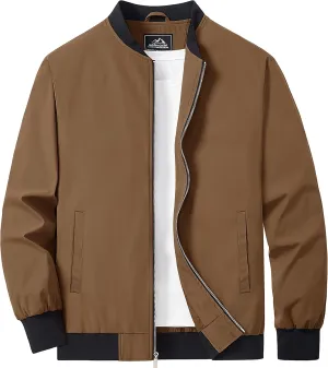 MAGCOMSEN Men's Bomber Jacket Lightweight Casual Zip Up Windbreaker Spring Fall Golf Coat with Pockets