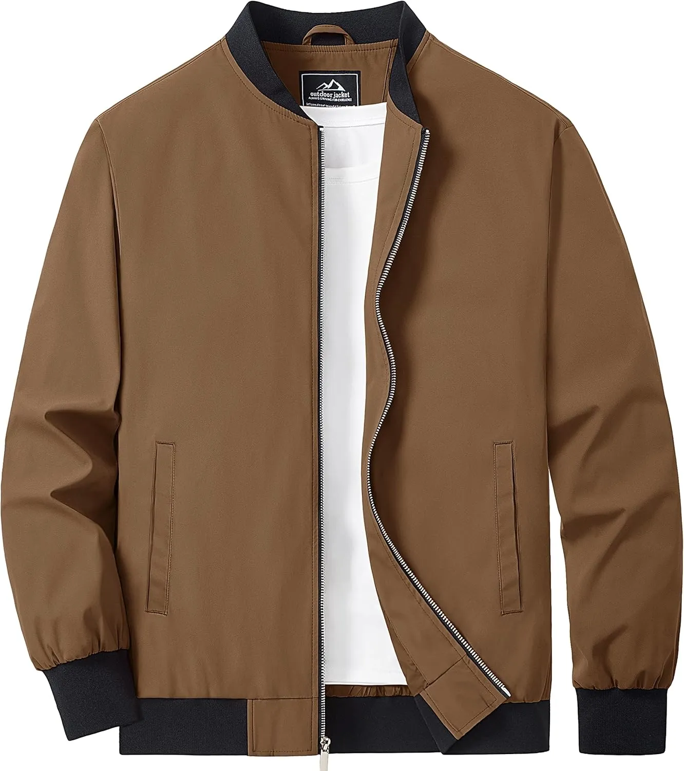 MAGCOMSEN Men's Bomber Jacket Lightweight Casual Zip Up Windbreaker Spring Fall Golf Coat with Pockets