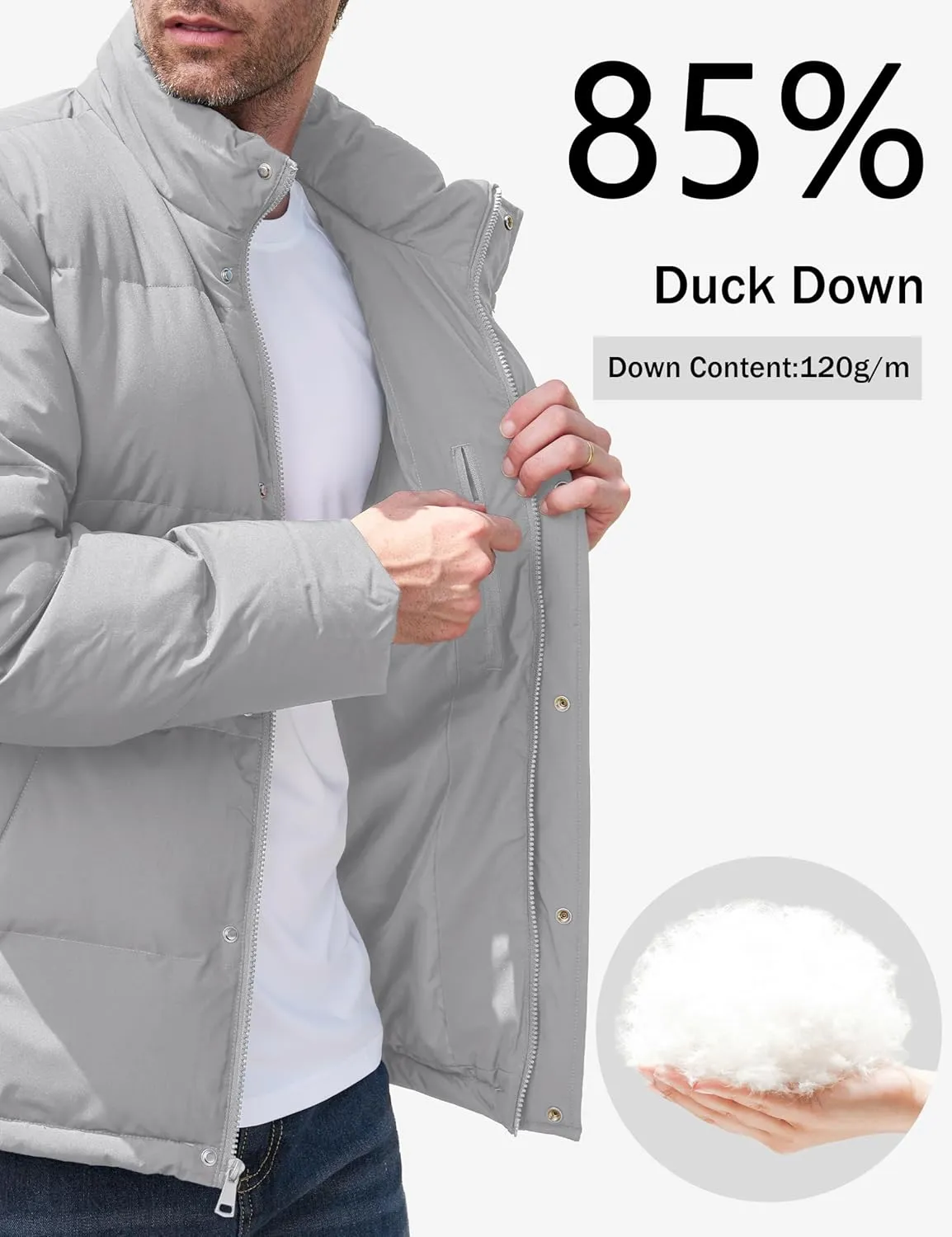 MAGCOMSEN Men's Down Jacket Warm Puffer Jacket Winter Coats Water Resistant Windproof Insulated Jacket