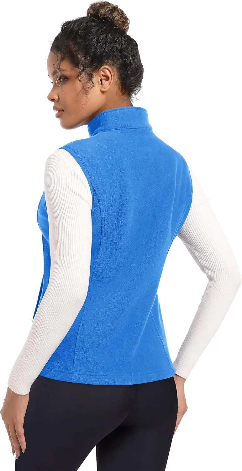 MAGCOMSEN Women's Fleece Vest Outerwear Sleeveless Lightweight Zip Jackets Warm Soft Vests with Zipper Pockets