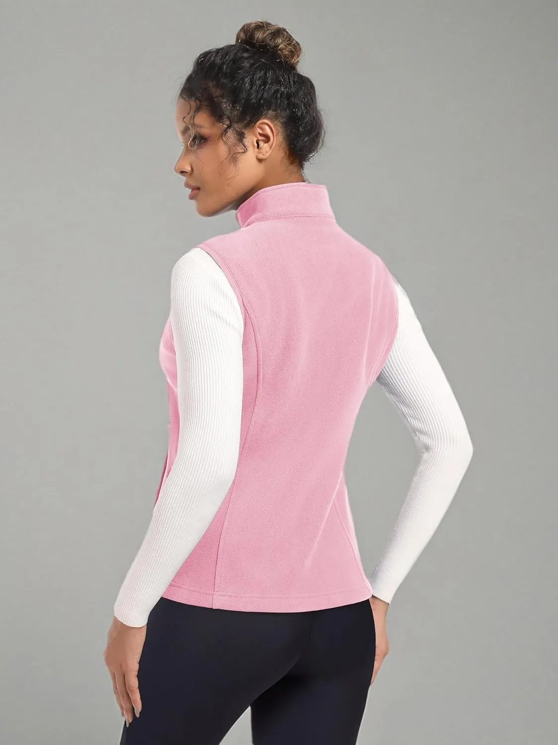 MAGCOMSEN Women's Fleece Vest Outerwear Sleeveless Lightweight Zip Jackets Warm Soft Vests with Zipper Pockets