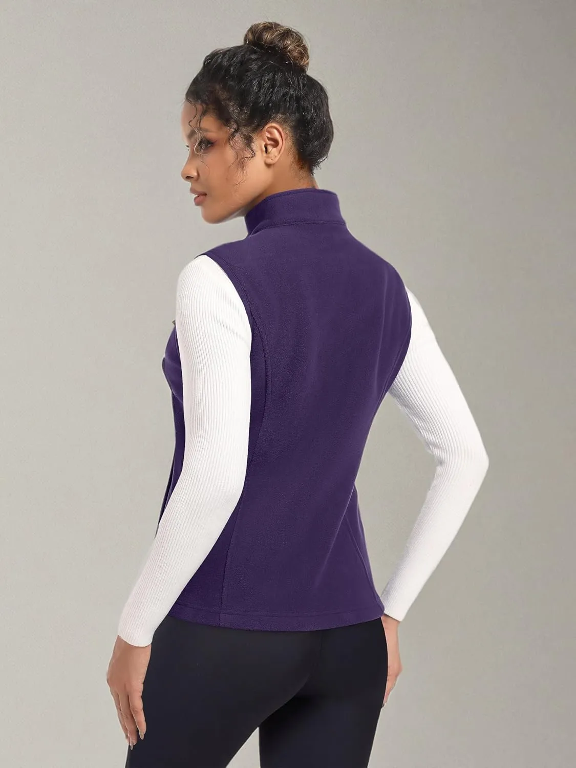 MAGCOMSEN Women's Fleece Vest Outerwear Sleeveless Lightweight Zip Jackets Warm Soft Vests with Zipper Pockets
