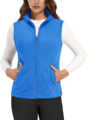 MAGCOMSEN Women's Fleece Vest Outerwear Sleeveless Lightweight Zip Jackets Warm Soft Vests with Zipper Pockets