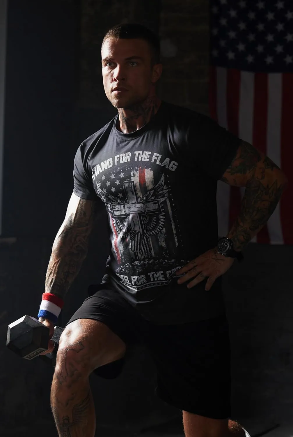 Mainfini Men's 4th of July T-Shirt American Flag 1776 Short Sleeve Tshirt (S-3XL)