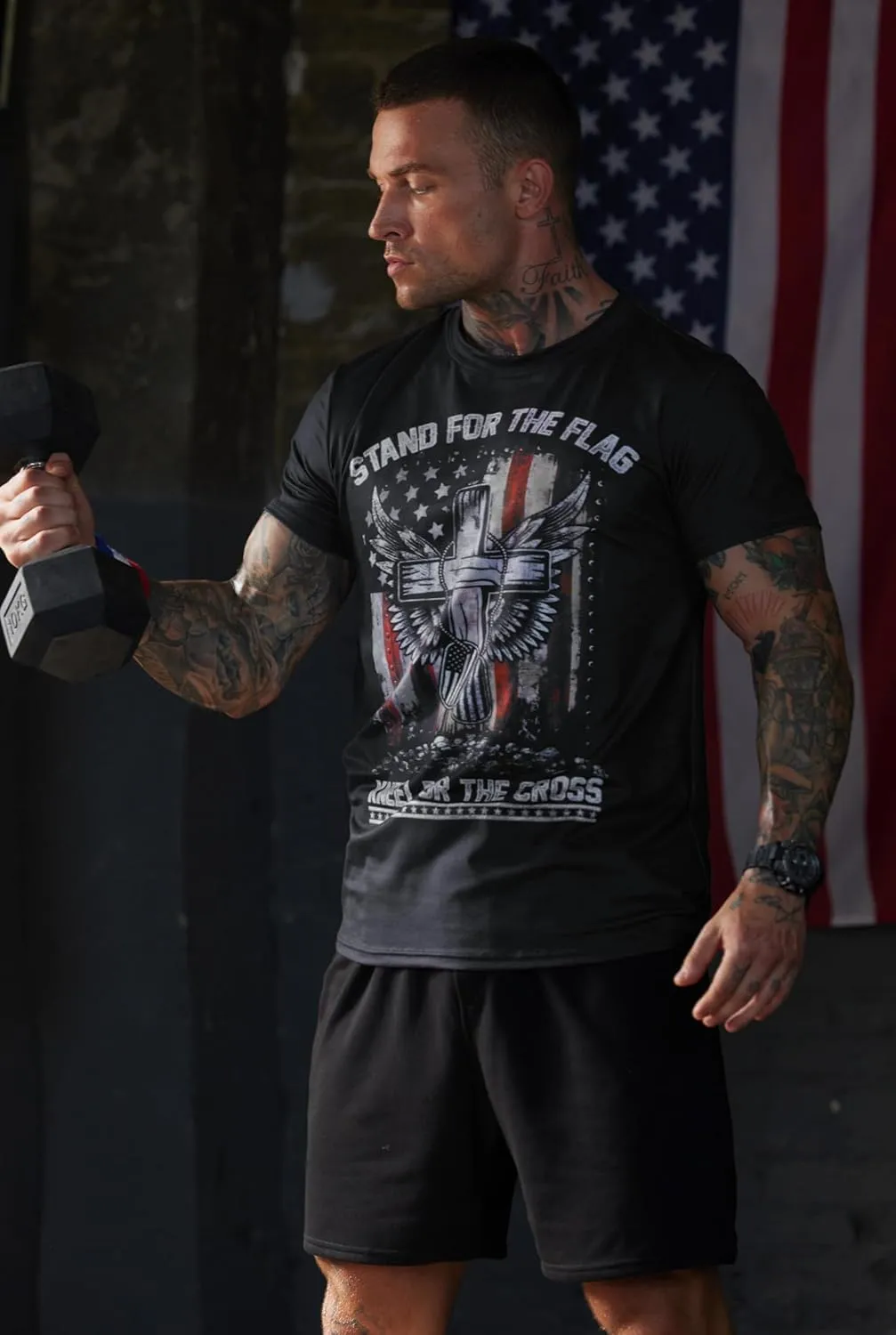 Mainfini Men's 4th of July T-Shirt American Flag 1776 Short Sleeve Tshirt (S-3XL)