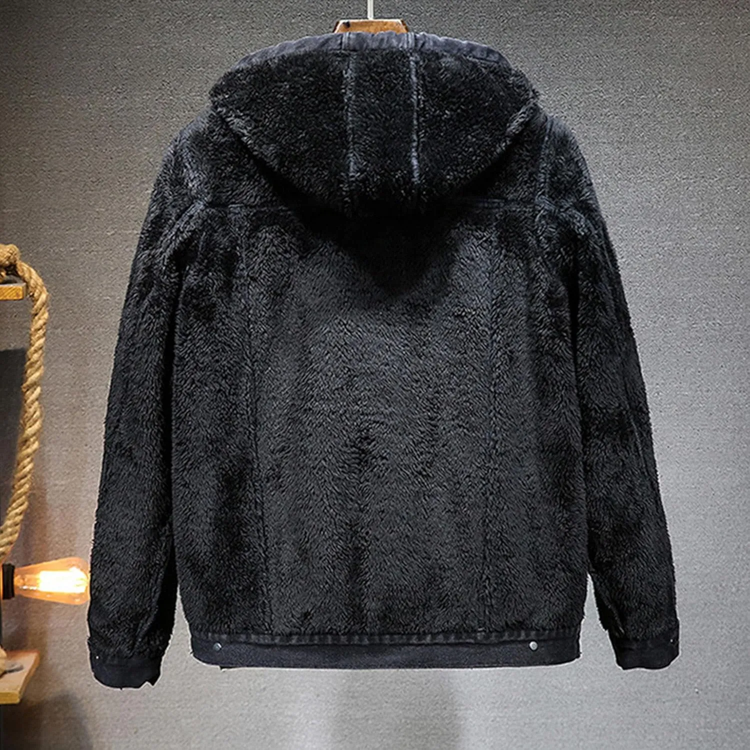 Maiyifu-GJ Hoodie Jean Jacket For Men Long Sleeve Distressed Trucker Outwear Casual Slim Fit Denim Jacket With Hood