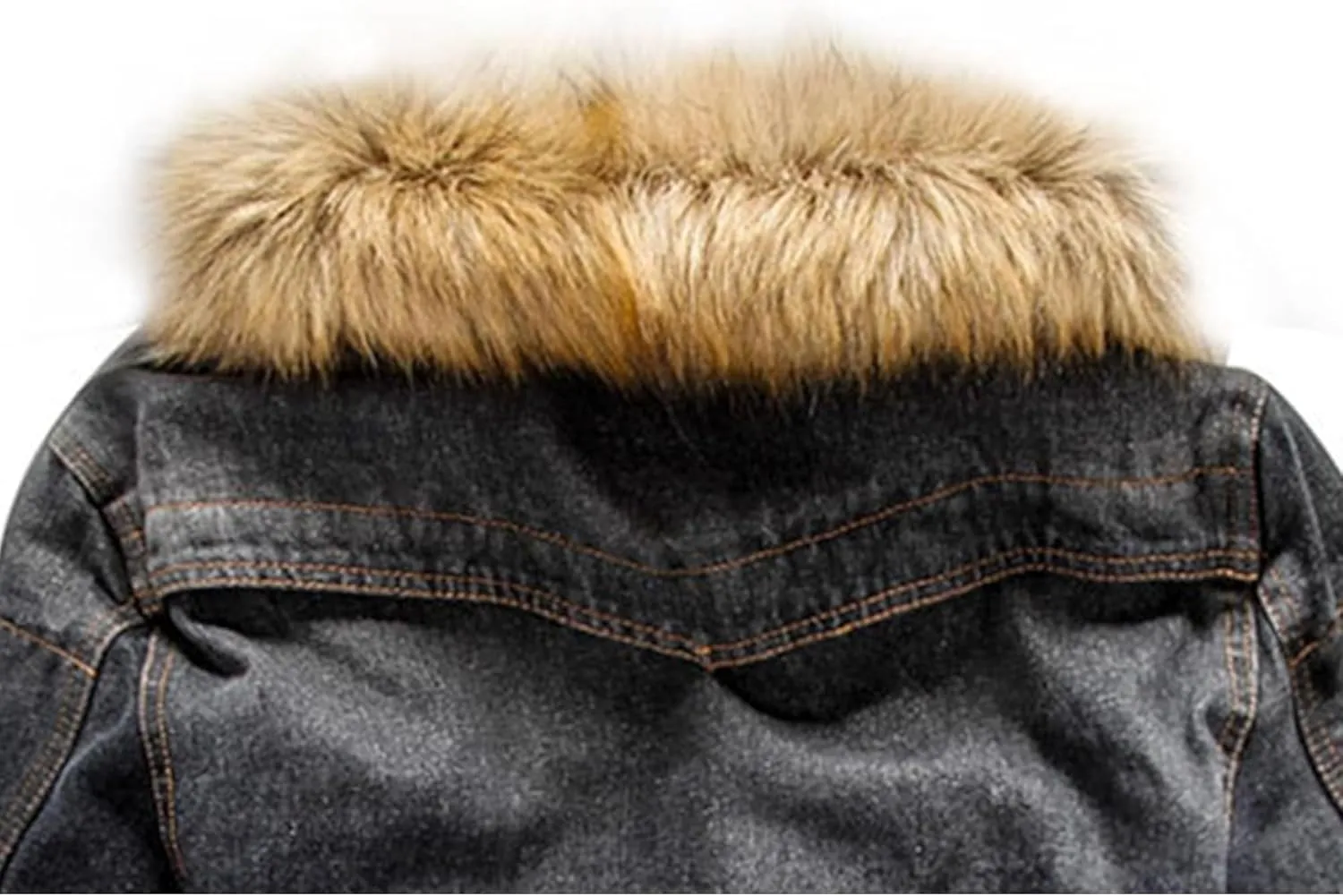 Maiyifu-GJ Men's Sherpa Lined Distressed Denim Jacket Casual Faux Fur Collar Fleece Coat Winter Jeans Trucker Jacket
