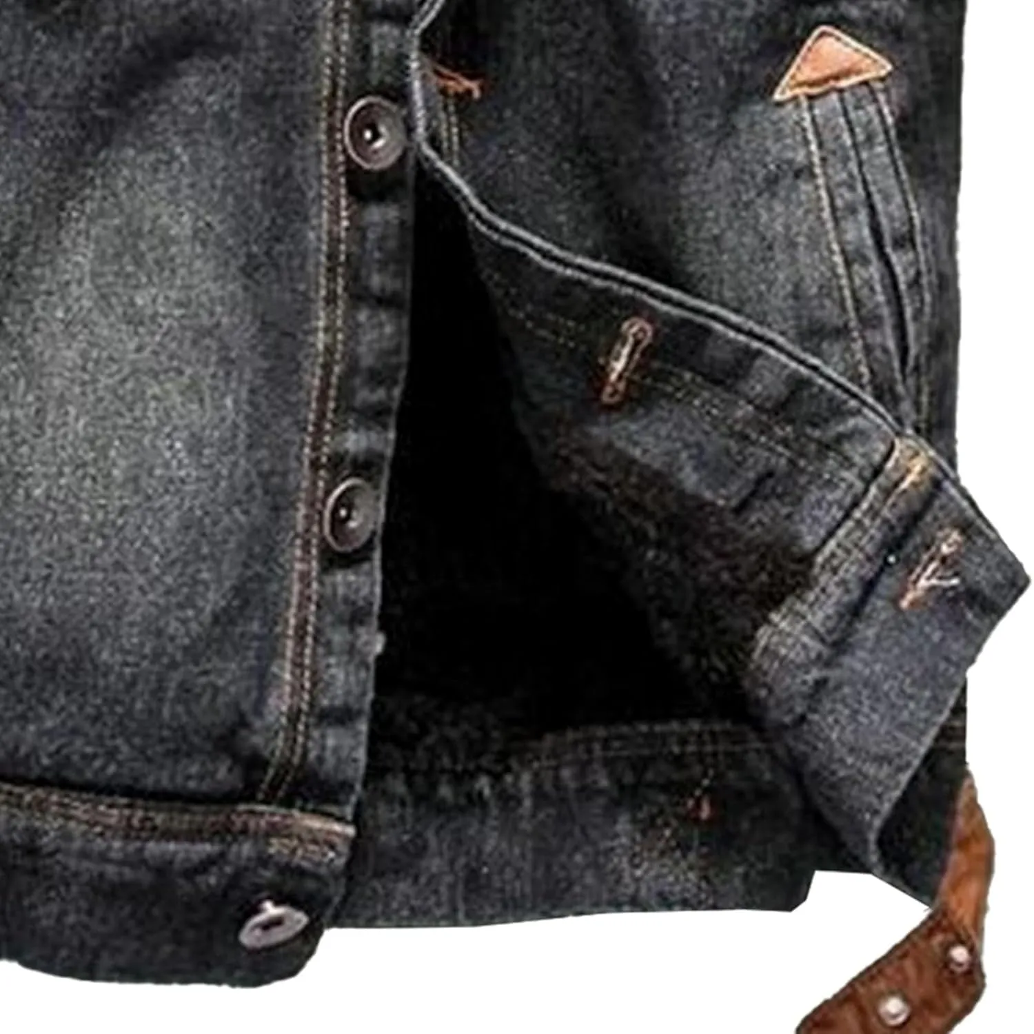 Maiyifu-GJ Men's Sherpa Lined Distressed Denim Jacket Casual Faux Fur Collar Fleece Coat Winter Jeans Trucker Jacket