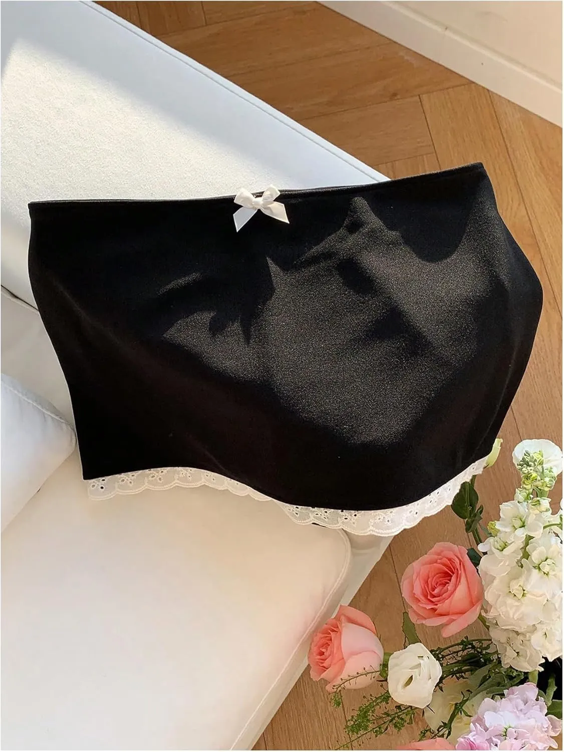 MakeMeChic Women's Bow Skirt Eyelet Embroidery Bodycon Y2k Mini Skirts Skorts