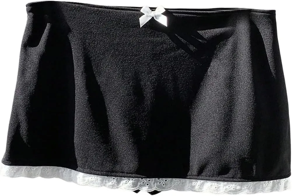 MakeMeChic Women's Bow Skirt Eyelet Embroidery Bodycon Y2k Mini Skirts Skorts