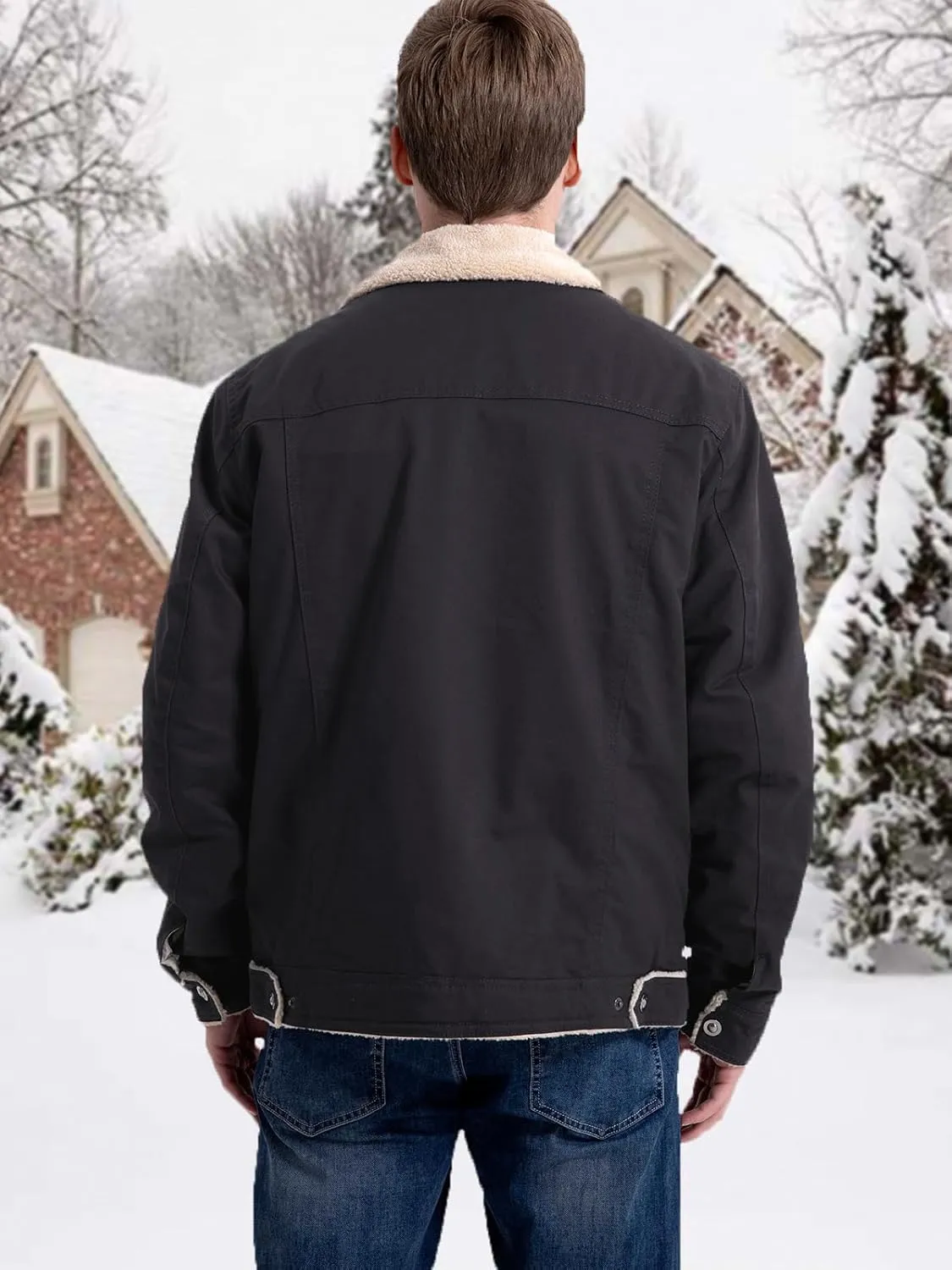 MANSDOUR Men's Winter Cargo Jacket Warm Cotton Fleece lined Sherpa Jackets Military Trucker Work Coat