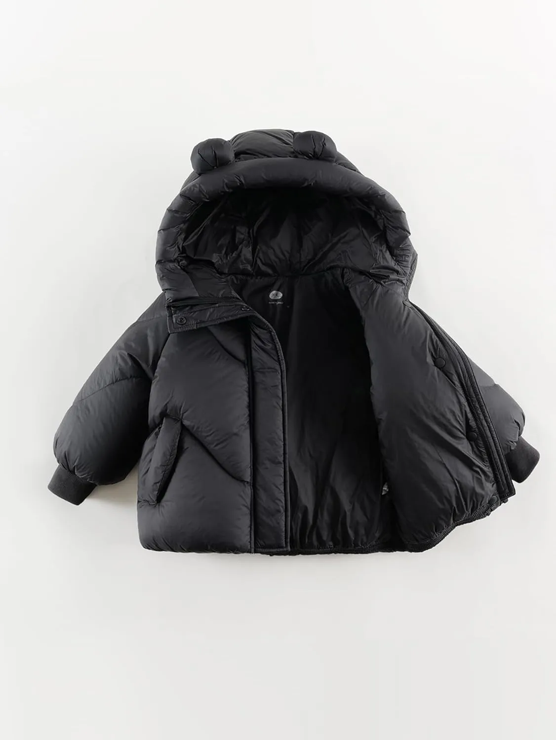 marc & janie Baby Girls French Ultralight Bear Ears Hooded Down Jacket Long Sleeve Zipper Coat Warm Soft Outerwear 241199