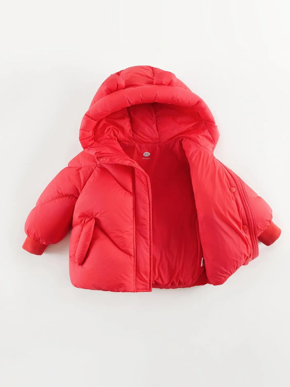 marc & janie Baby Girls French Ultralight Bear Ears Hooded Down Jacket Long Sleeve Zipper Coat Warm Soft Outerwear 241199