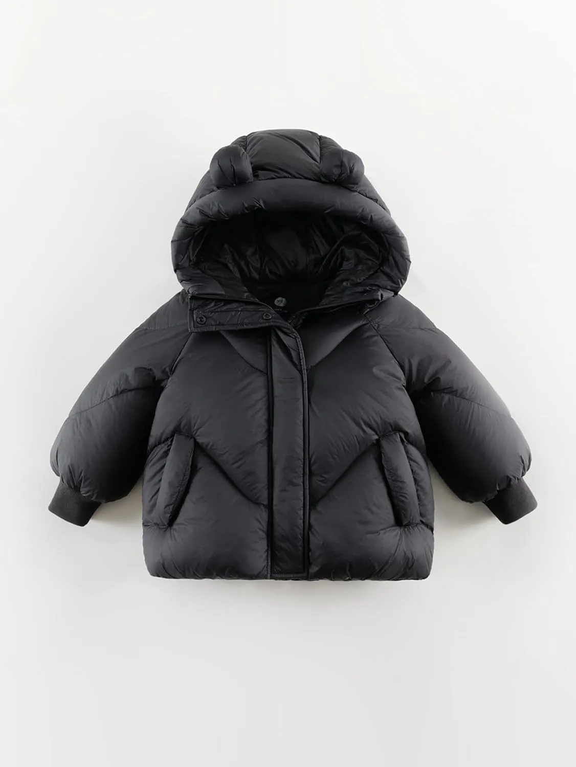 marc & janie Baby Girls French Ultralight Bear Ears Hooded Down Jacket Long Sleeve Zipper Coat Warm Soft Outerwear 241199