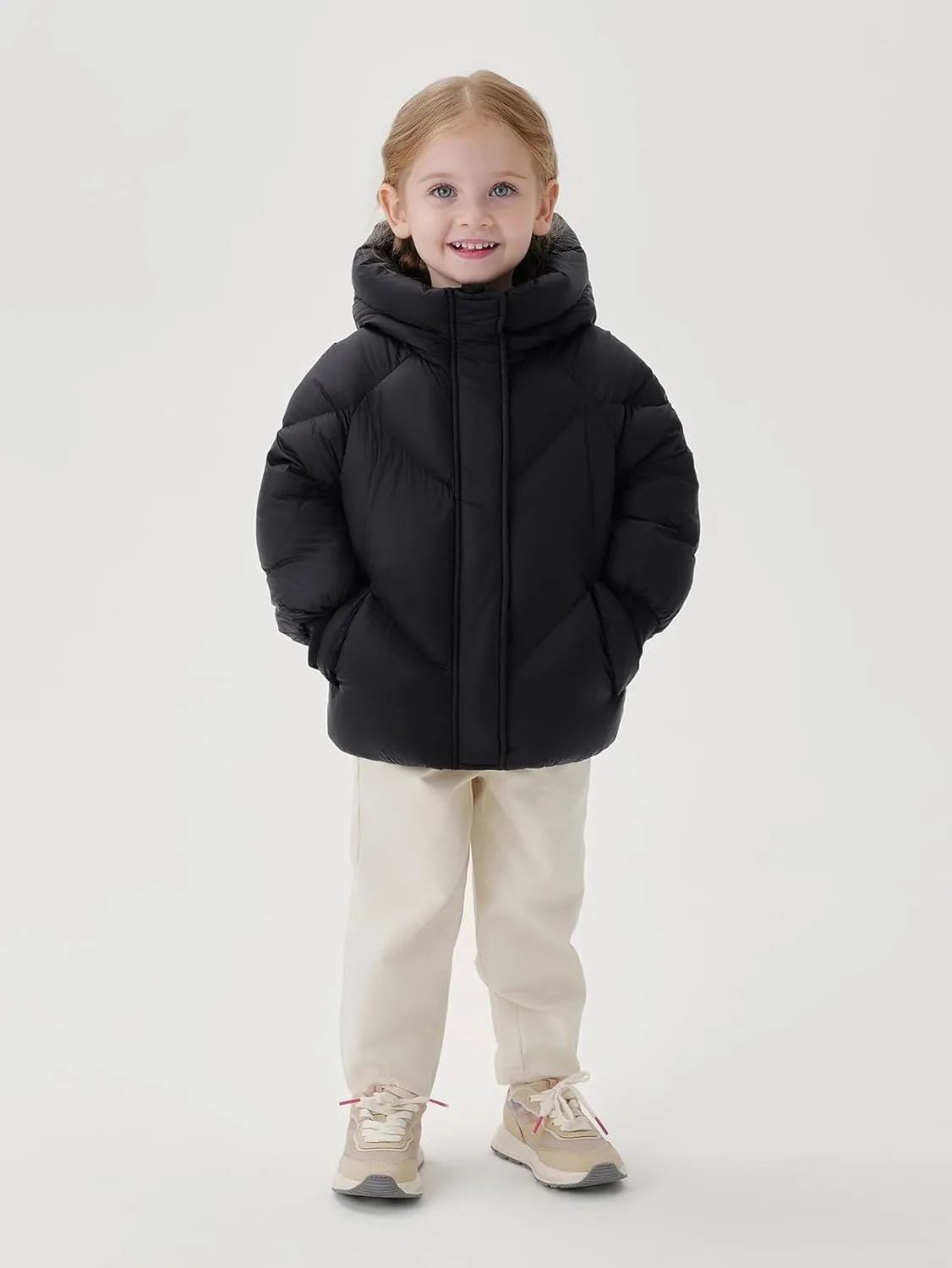 marc & janie Baby Girls French Ultralight Bear Ears Hooded Down Jacket Long Sleeve Zipper Coat Warm Soft Outerwear 241199