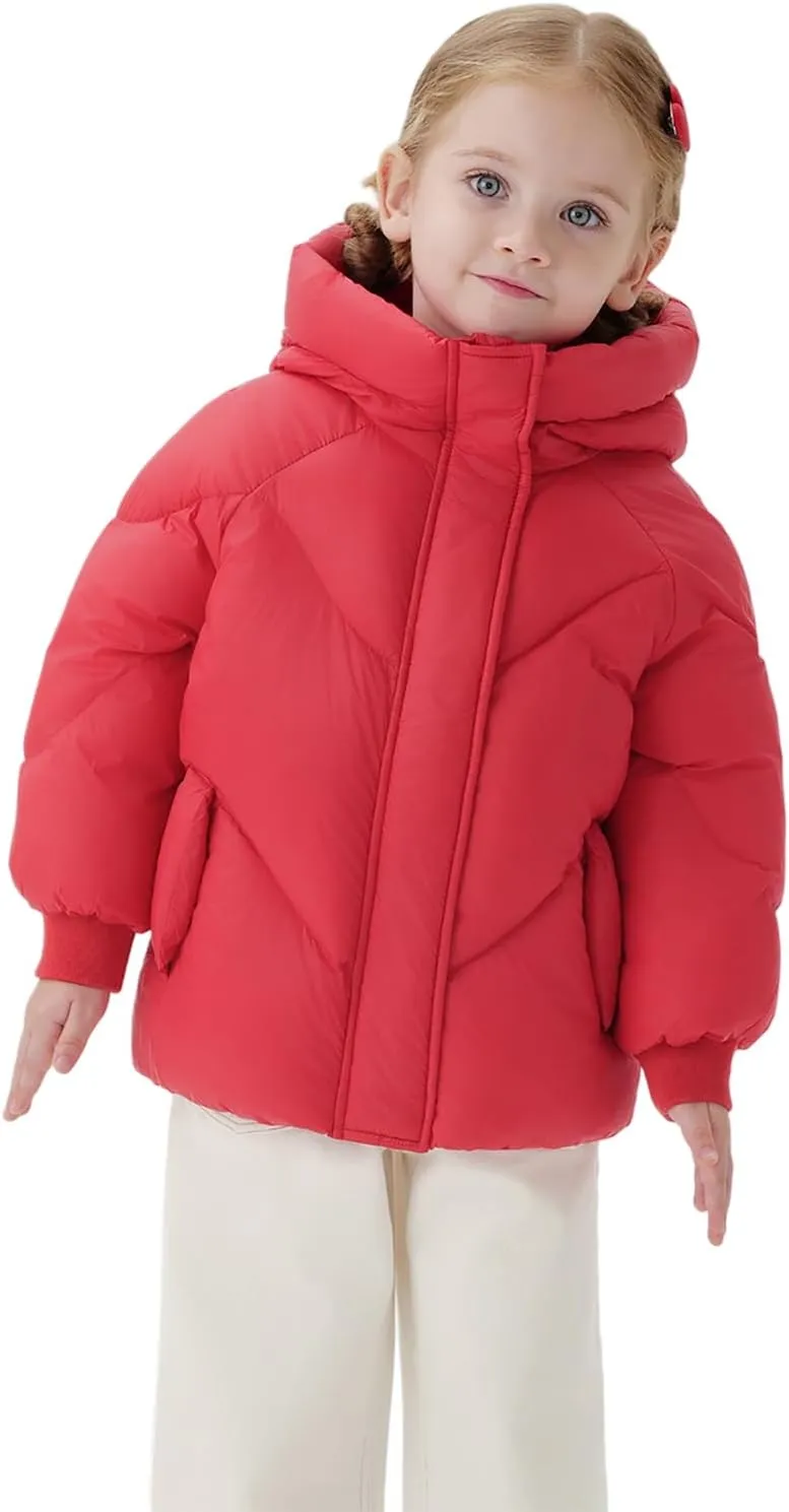 marc & janie Baby Girls French Ultralight Bear Ears Hooded Down Jacket Long Sleeve Zipper Coat Warm Soft Outerwear 241199