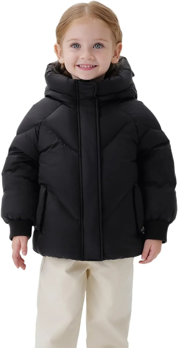 marc & janie Baby Girls French Ultralight Bear Ears Hooded Down Jacket Long Sleeve Zipper Coat Warm Soft Outerwear 241199