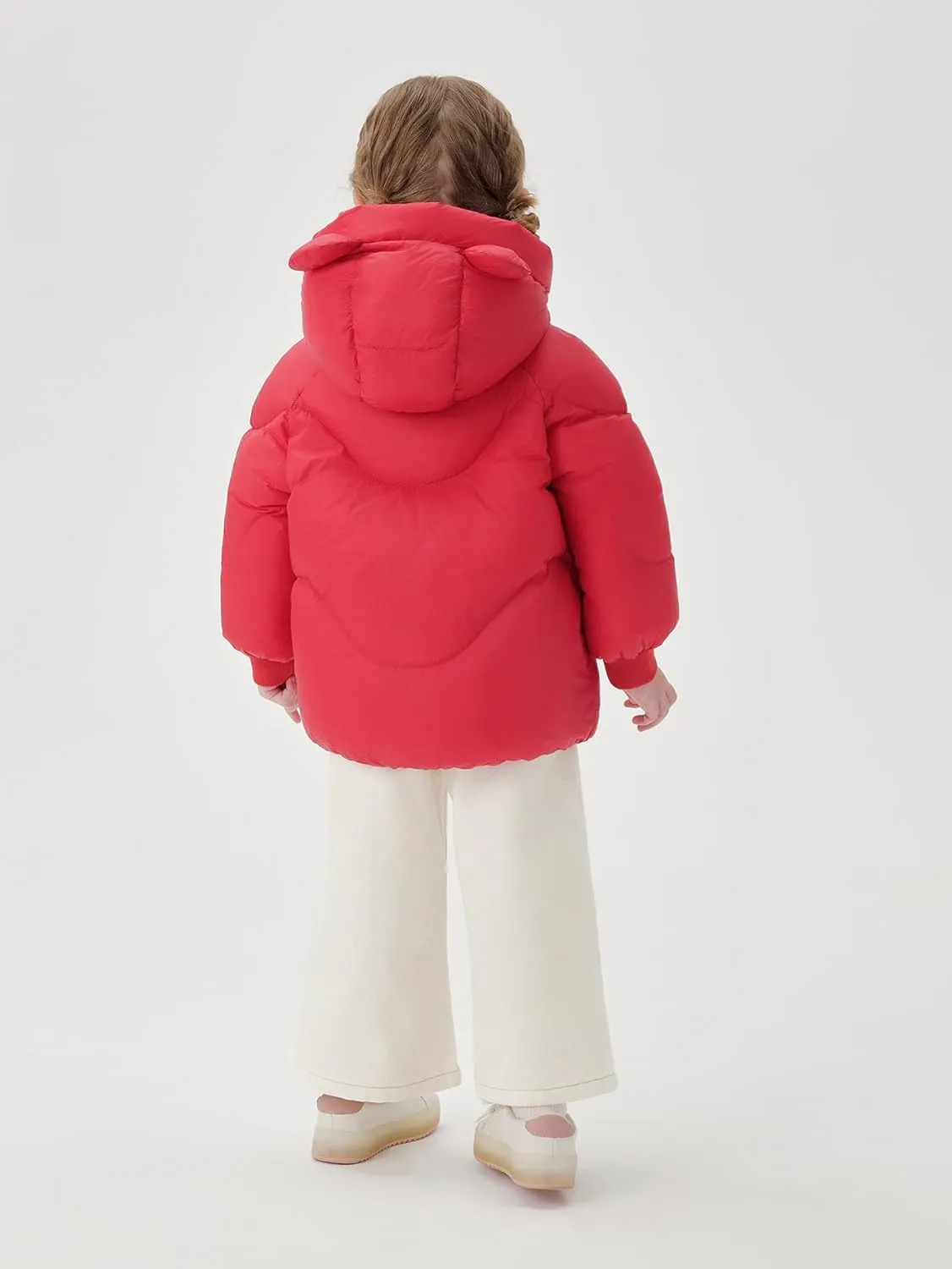 marc & janie Baby Girls French Ultralight Bear Ears Hooded Down Jacket Long Sleeve Zipper Coat Warm Soft Outerwear 241199