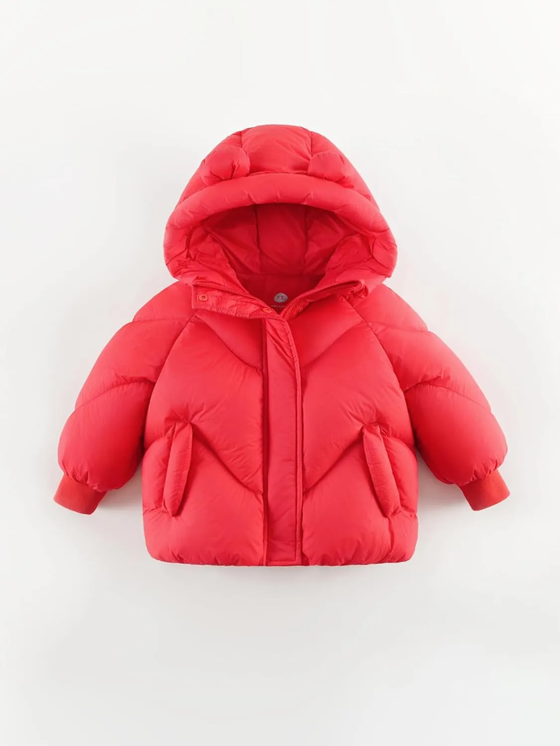 marc & janie Baby Girls French Ultralight Bear Ears Hooded Down Jacket Long Sleeve Zipper Coat Warm Soft Outerwear 241199