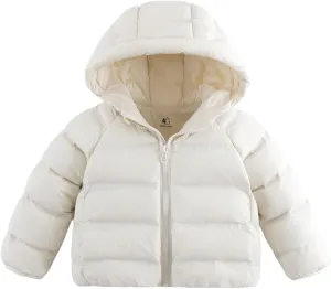 marc & janie Boys Girls Outdoor Hooded Ultralight Down Jacket Long Sleeve Zip Coat Warm Soft Outerwear 241570