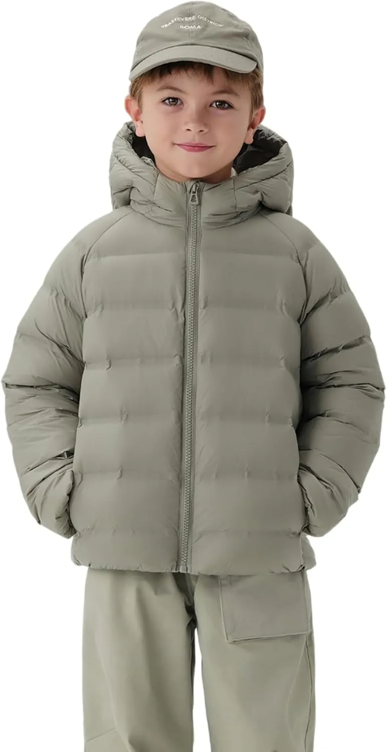 marc & janie Boys Girls Outdoor Hooded Ultralight Down Jacket Long Sleeve Zip Coat Warm Soft Outerwear 241570