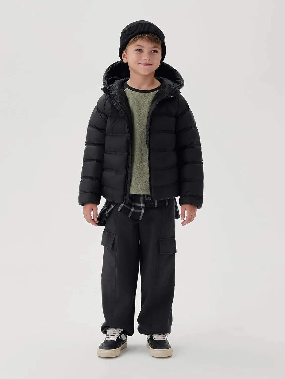 marc & janie Boys Girls Outdoor Hooded Ultralight Down Jacket Long Sleeve Zip Coat Warm Soft Outerwear 241570