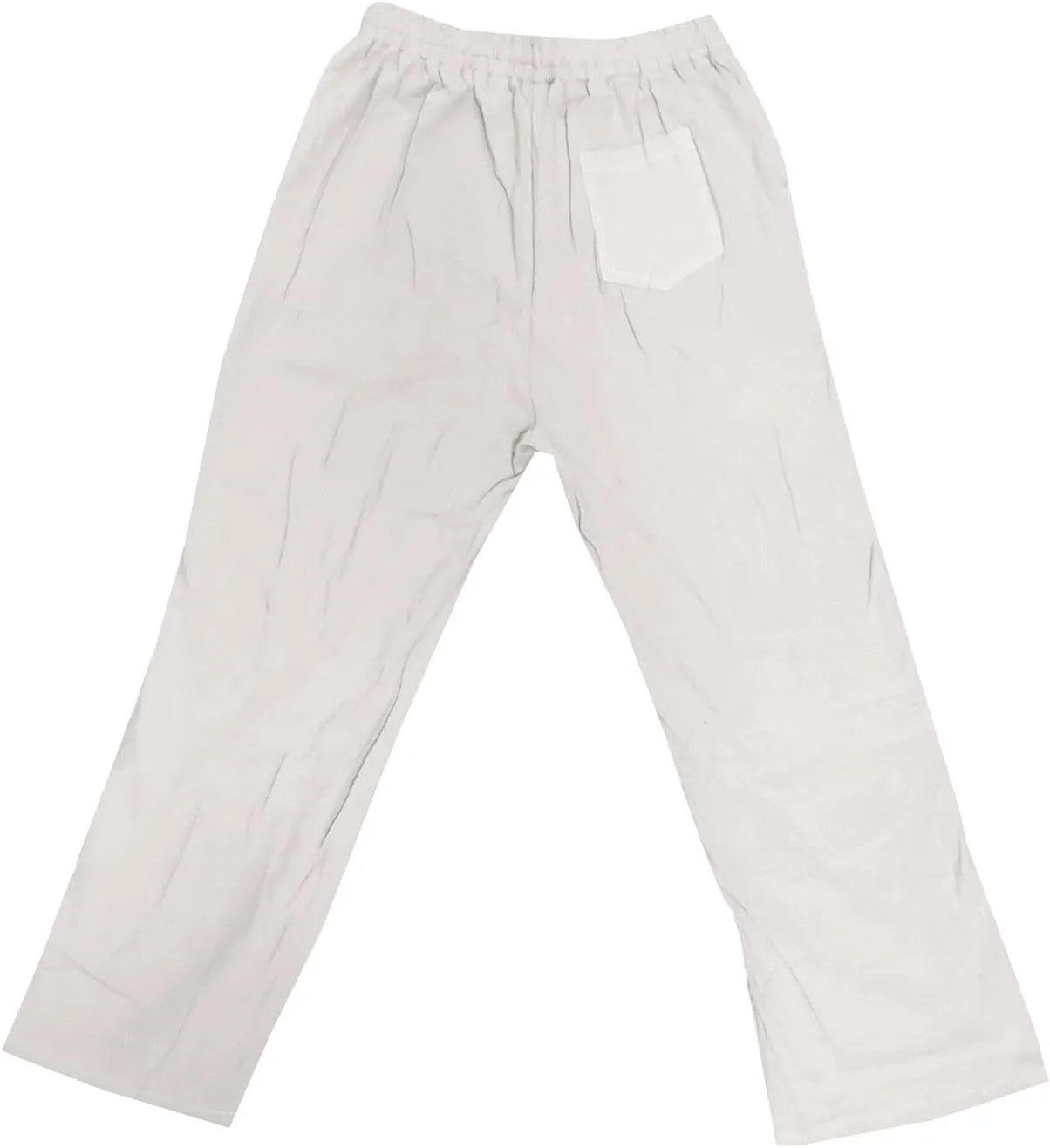 Men Linen Pants Plus Size Solid Beach Vacation Pants Drawstring Waist Lightweight Loose Slacks Summer Casual Trousers