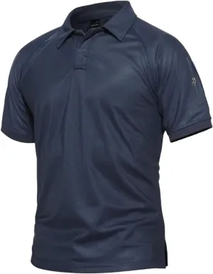 Men Quick Dry Polo Shirt Breathable Combat Tactical Male Navy Blue Short Sleeve Pullover