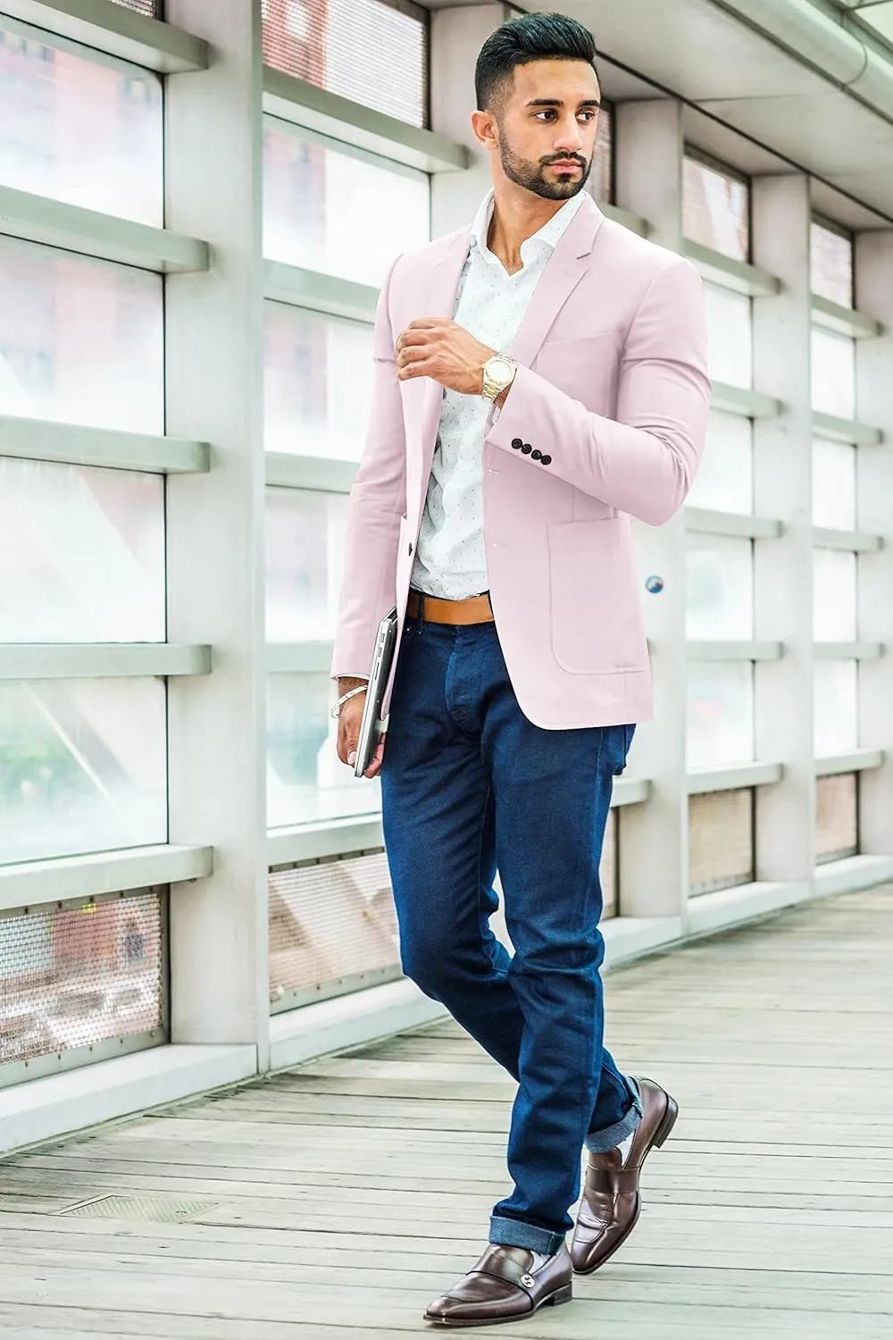 Men's Blazer 2 Button Long Sleeve Regular Fit Suit Sport Coat Jacket Business Casual Lightweight Sport Coat