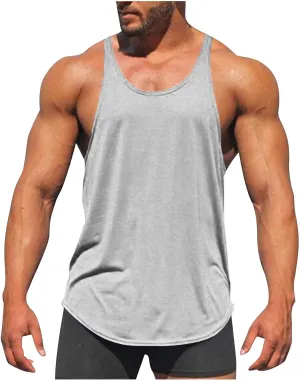 Men's Bodybuilding Stringer Tank Tops Quick Dry Athletic Workout T Shirts Sleeveless Muscle Fitness Tee