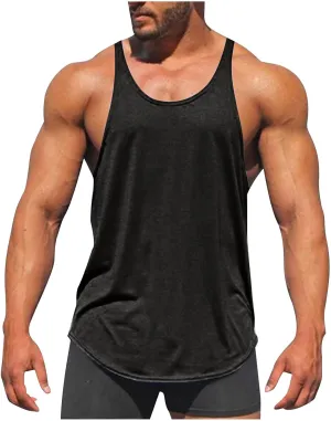 Men's Bodybuilding Stringer Tank Tops Quick Dry Athletic Workout T Shirts Sleeveless Muscle Fitness Tee
