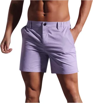 Men's Cargo Shorts Fashion Solid Color Dressy Casual Short Pants Slim Fit Sweatpants Beach 5''Pants with Pocket
