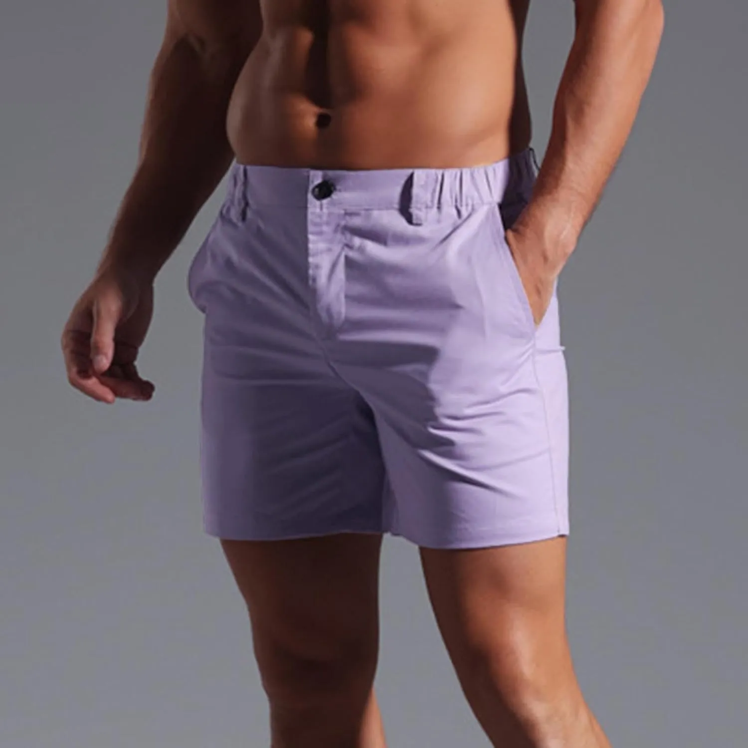 Men's Cargo Shorts Fashion Solid Color Dressy Casual Short Pants Slim Fit Sweatpants Beach 5''Pants with Pocket