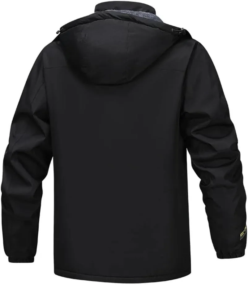 Mens Casual Thicken Warm Cotton Padded Jacket Lightweight Hooded Outdoor Windproof Coat Parkas