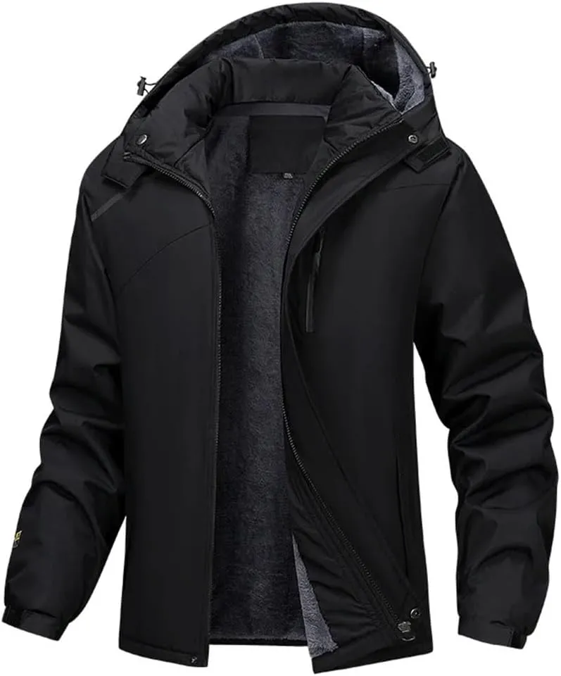 Mens Casual Thicken Warm Cotton Padded Jacket Lightweight Hooded Outdoor Windproof Coat Parkas
