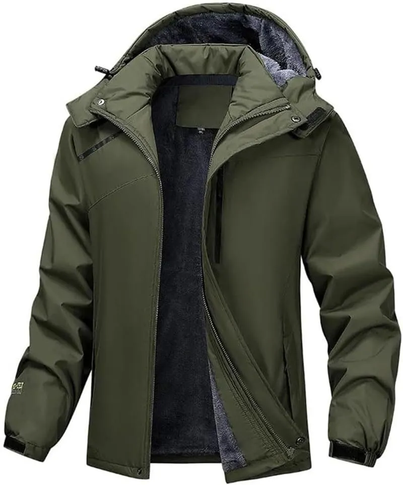 Mens Casual Thicken Warm Cotton Padded Jacket Lightweight Hooded Outdoor Windproof Coat Parkas