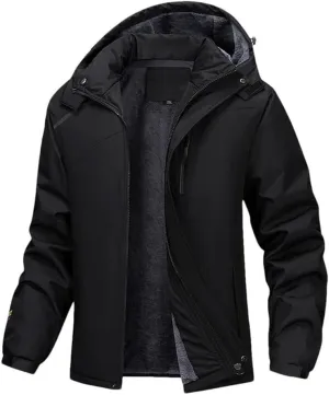 Mens Casual Thicken Warm Cotton Padded Jacket Lightweight Hooded Outdoor Windproof Coat Parkas