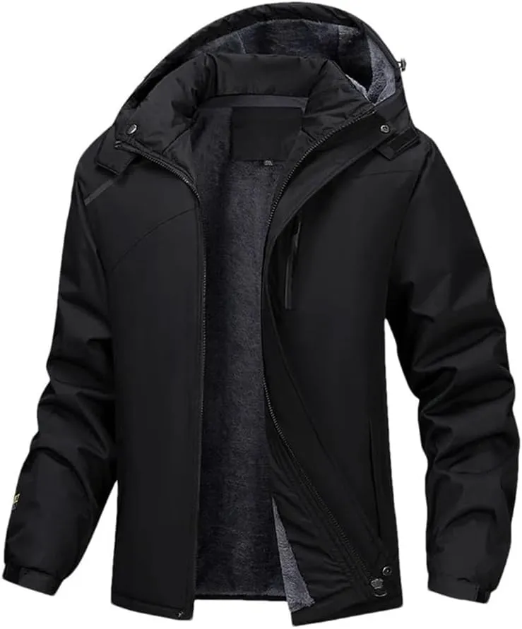 Mens Casual Thicken Warm Cotton Padded Jacket Lightweight Hooded Outdoor Windproof Coat Parkas