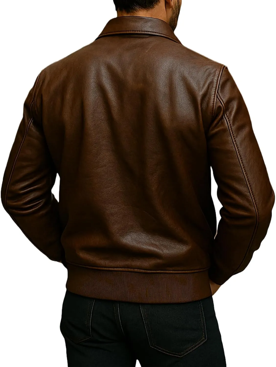 Mens Casual Vintage Motorcycle Riding Real Black Bomber Biker Faux Leather Jacket