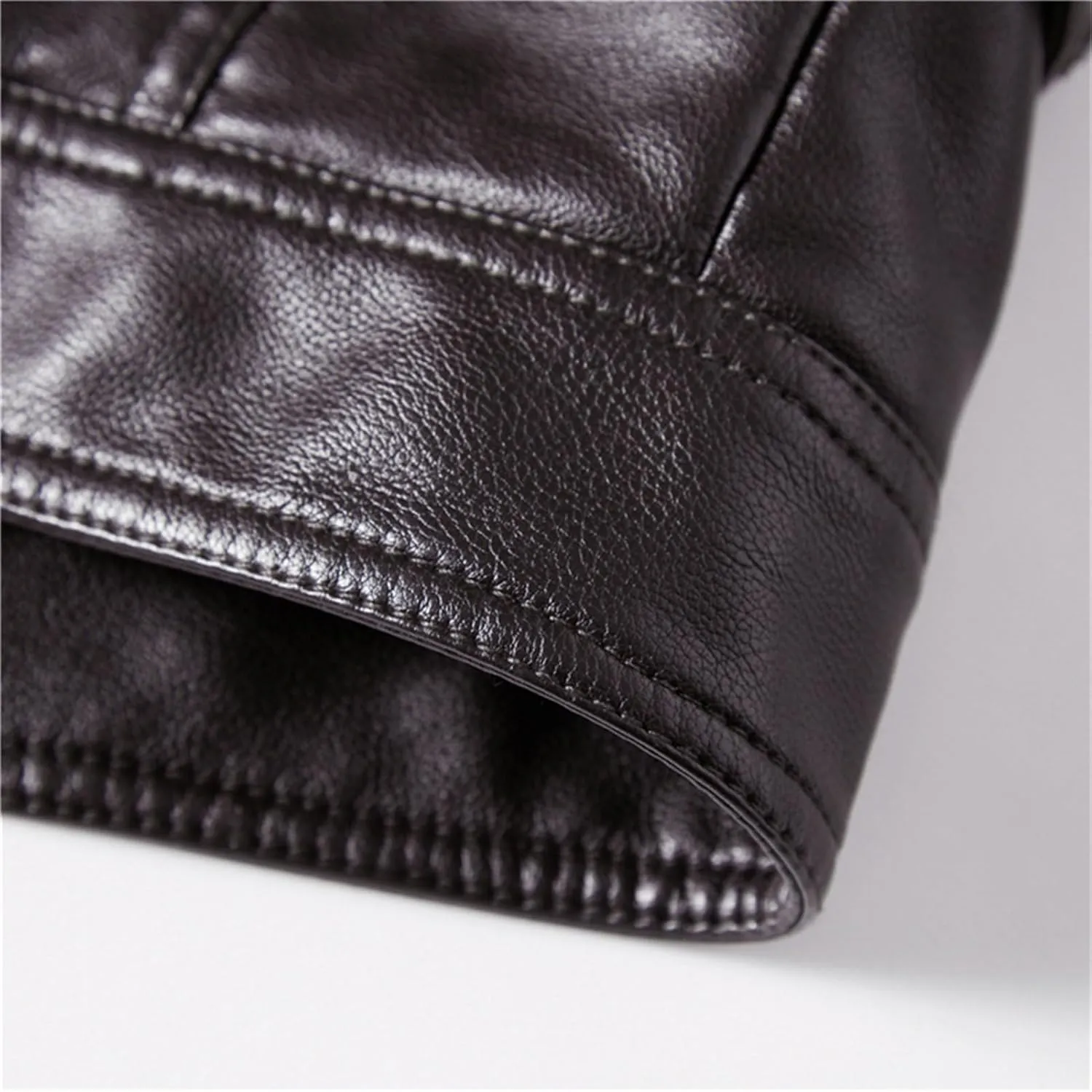 Men's Chest Zip Leather Jacket Slim Motorcycle Leather Jacket Men Cuffs Zipper Lightweight Faux Leather Jacket