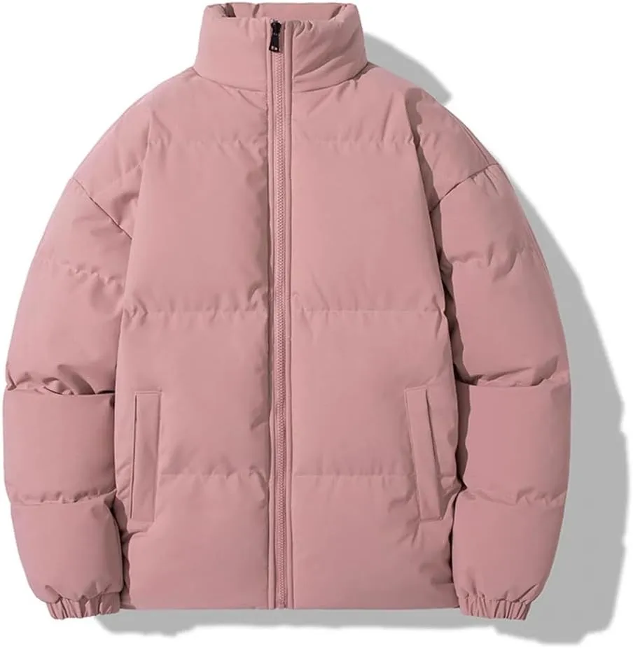 Men's Down Jacket Solid Color Stand Collar Cotton Down Jacket Winter Zipper Down Jacket