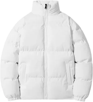 Men's Down Jacket Solid Color Stand Collar Cotton Down Jacket Winter Zipper Down Jacket