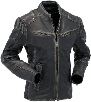 Men's Durable Leather Classic Motorcycle Protective Armored Style Biker Riding Jacket